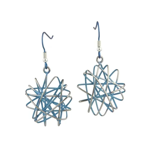 Round Cage Chaos Light Blue Drop & Dangle Earrings